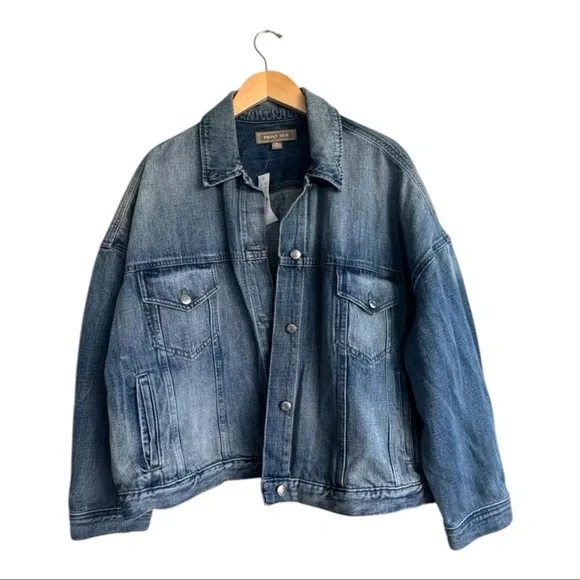 Limited Edition Point Sur J.Crew Beach Way Light Wash Denim Trucker Jacket XL - Picture 7 of 9